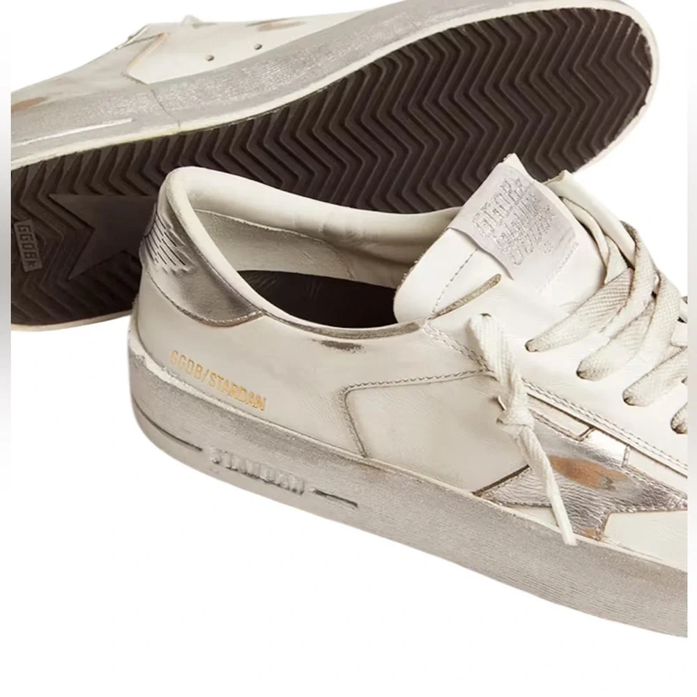 Golden Goose Stardan White Sneakers with Silver Star Accent Sneaker Size 39 NEW - Picture 2 of 5